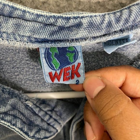 VTG Sun-Flower Craft Shop Sweater XL Blue Embroidered Fleece Lined Henley - Picture 6 of 12